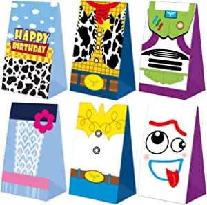 Custom kraft paper handle bag Toy Inspired Story Theme Party Favor Goody Treat Gift Bags for Kids Boys Girls Party Decorations