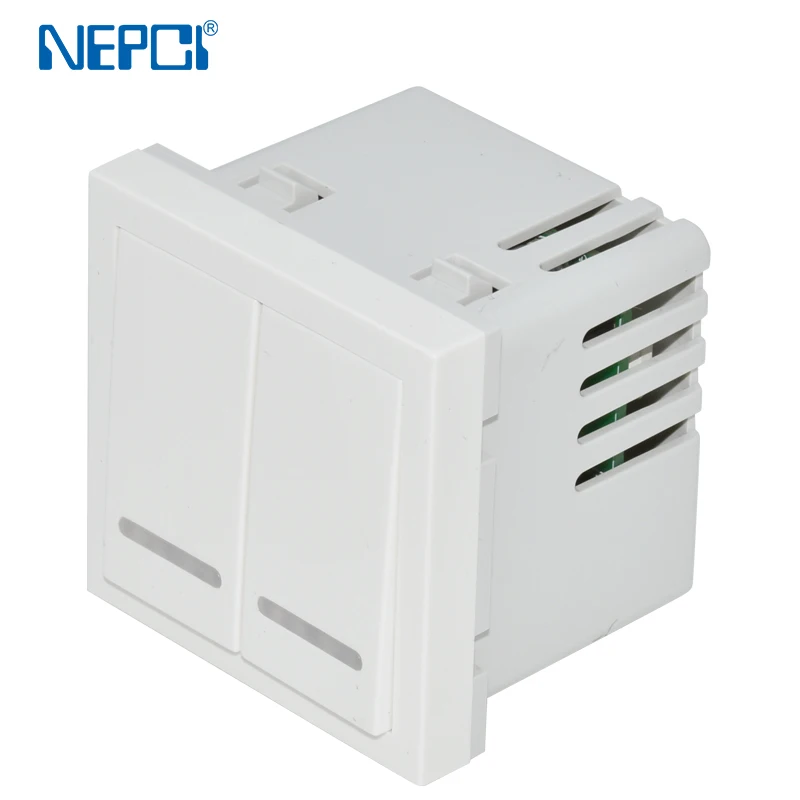 NEPCI 100-20VAC wall mounted receiver switch module 45x45mm XJY-QB-71-2R 2 gang smart remote Control Switch