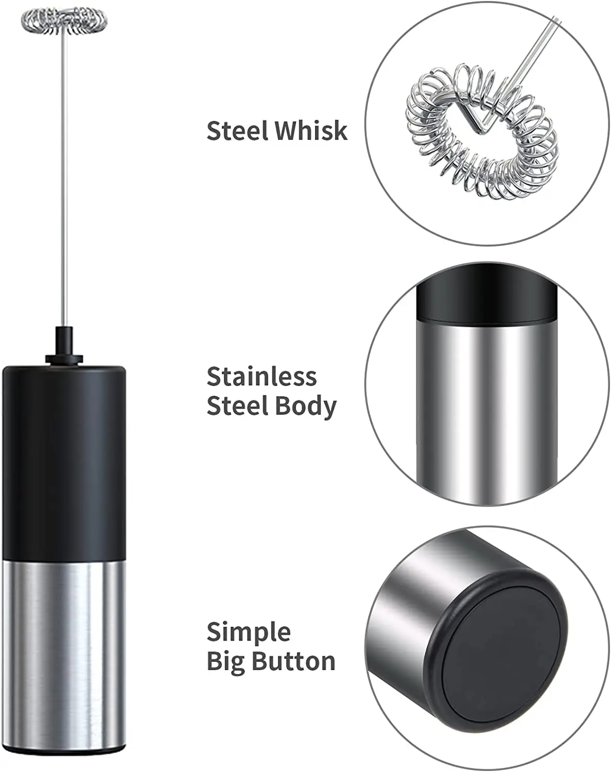 Китайский производитель пищевой нержавеющей стали автоматического Электрический молочной пены портативный работающий от батареи молоко пенообразователь