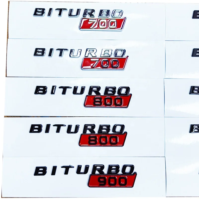 Hot Sale 3D Car Sticker ABS Chrome Plated BITURBO 700 800 900 Badge Logo for Mercedes Benz Exterior Sticker Car Sticker