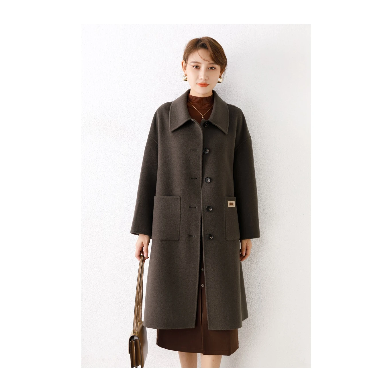Korea Ladies 2021 Long Cashmere Overcoat Winter Coat Women Wool Coats