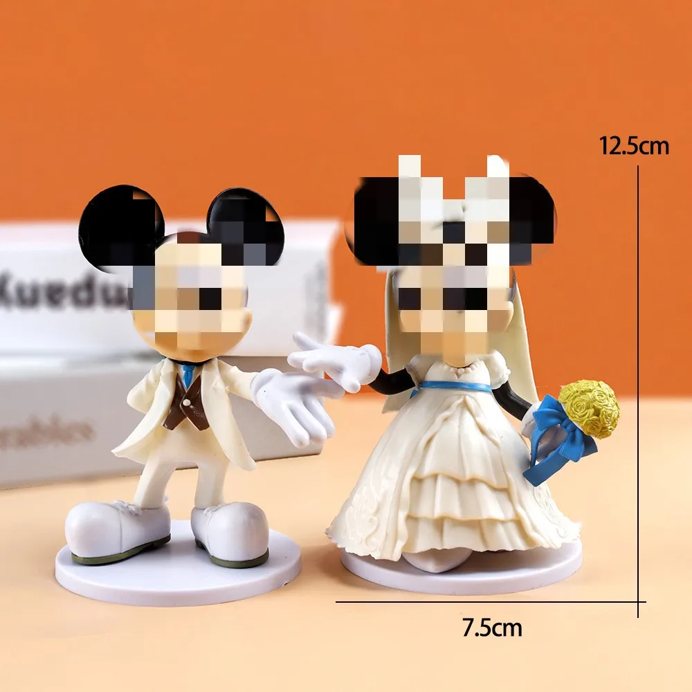 2pcs/set Mickey & Minnie Model Figure Cartoon Wedding Car Decoration For Lovers Gift