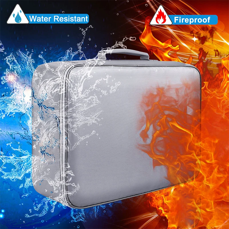 Hot Selling 36*27*10 CM Safe Secure Money Filing Document Organizer Bag Fireproof Waterproof with Lock Made from Fiberglass