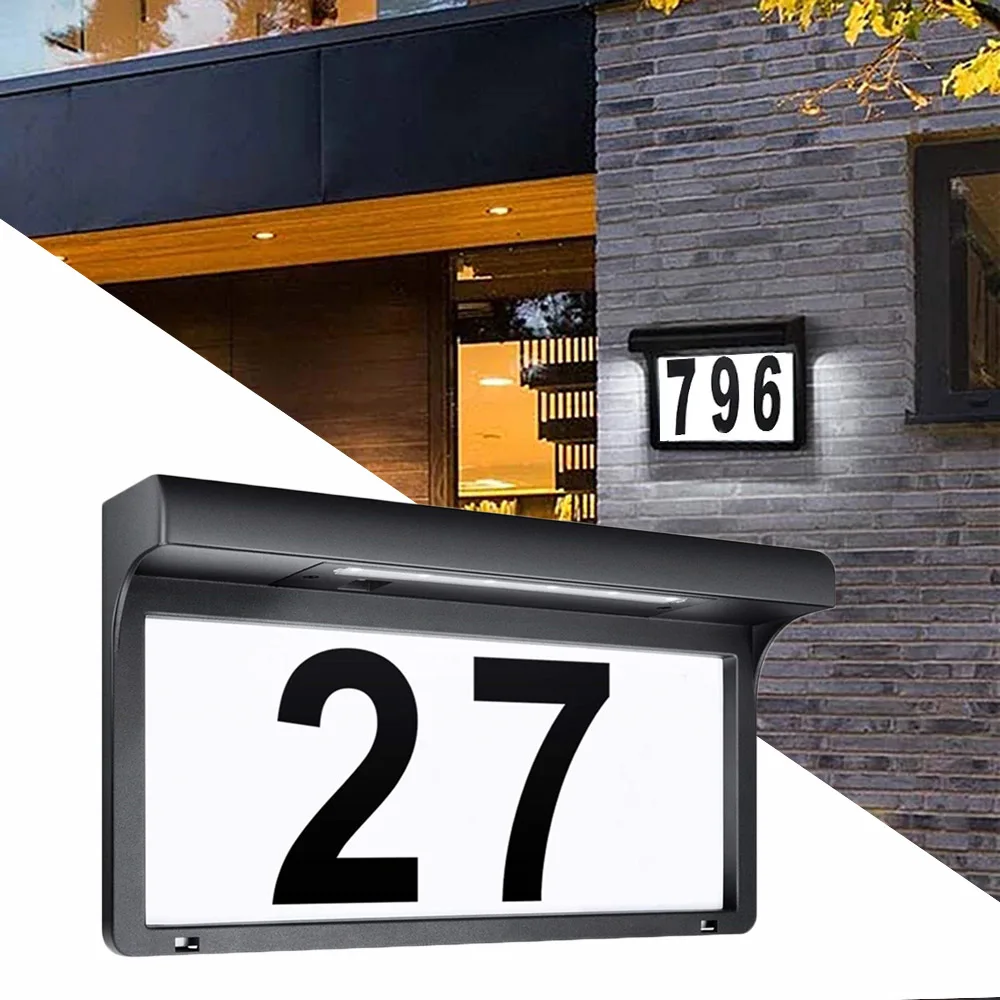 Customized Led Solar House Number Light Waterproof IP65 Door Plate Powered Address Plaques Sign For Street Yard Outdoor Signages