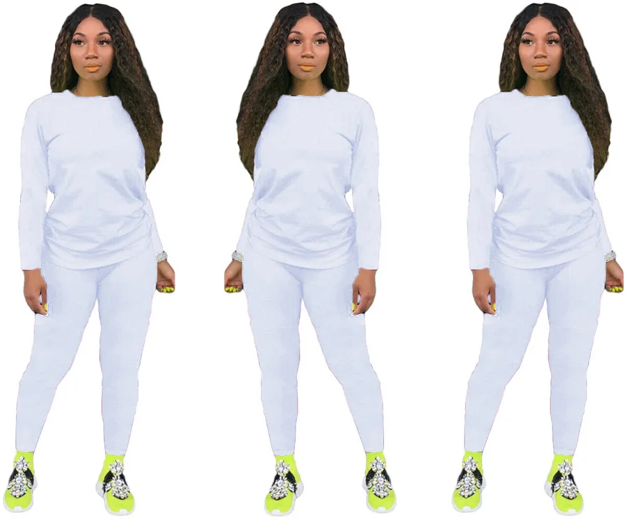 amazon best selling solid colors running tracksuit gym long sleeve pants two piece set for women