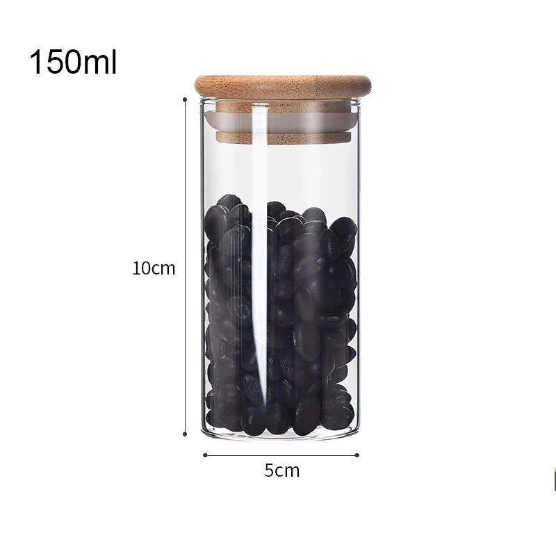 Supplier Wide Mouth Glass Storage Jars Containers Glass Kitchen Canisters With Bamboo Lid