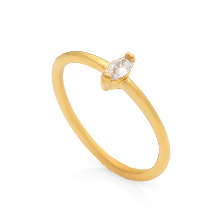 Chris April 316L stainless steel solitaire diamond zircon ring 18k pinky gold ring woman jewelry