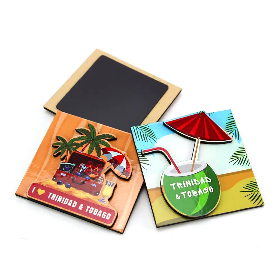 China Manufacturer Rubber Epoxy Refrigerator Door Magnetic Stickers Frame Souvenirs Customized 3D Wooden MDF Fridge Magnet