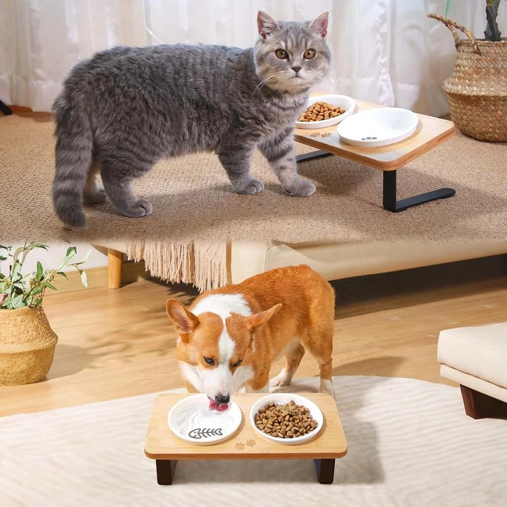 5inch  Ceramic Pet Bowl Set,High Premium Stoneware Dog Bowl Cat Bowl for Food and Water,Customized Pet Bowl Sets