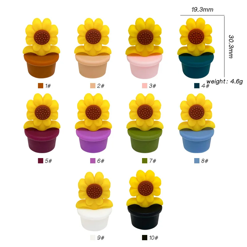 B156 New 2023 New Silicone Flower Pot Sunflower Beads DIY Chain Baby Tooth