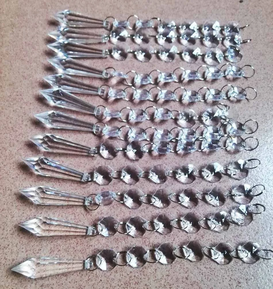 10 Acrylic Crystal Clear Beads Octagonal Beads Strand Hanging Curtain Garland Hanging Wedding Party Decoration Cake Topper Decor