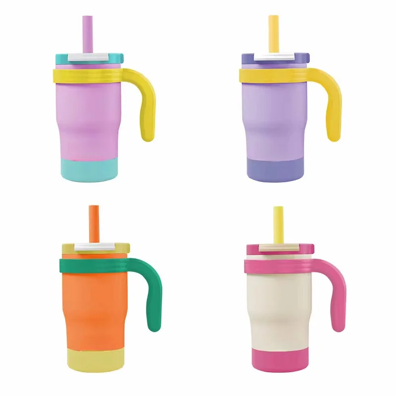 14 Oz Cup Double Wall Kids Tumbler Stainless Steel New Hot Custom Logo Kids Sports Travel Mugs Kids Water Bottle HANDGRIP 14OZ