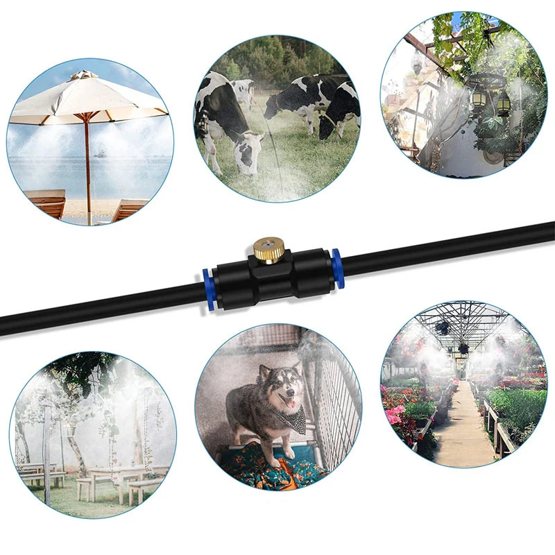 With Water Pump Outdoor Mist Cooling System Kit Spray Nozzle Low Pressure Misting System