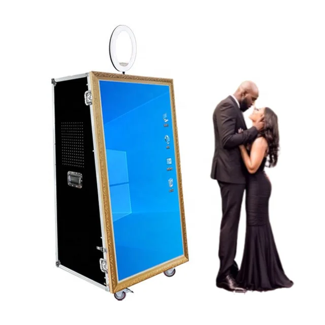 Portable Selfie Wedding 65 inch magic mirror photo booth kiosk machine led frame enclosure wedding party For Sale Popular