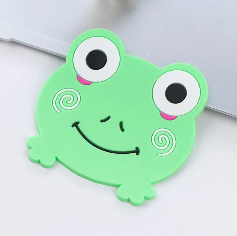 Eco-friendly PP Plastic Cartoon Cute Animal Head Design Custom Silicone Coasters