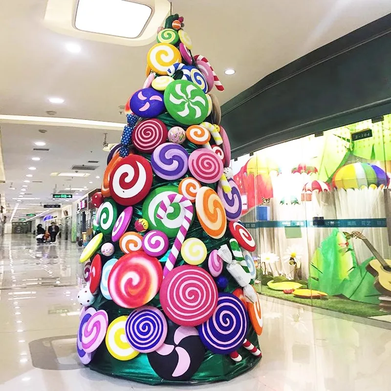 life size christmas candy tree decoration fiberglass resin sculpture lollipop Cane Craft Shopping mall decoration statue