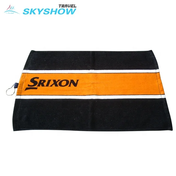 Custom Logo Organic Cotton Microfiber waffle weave Mini Golf Towel With Clip Rings Hook And Eyelet