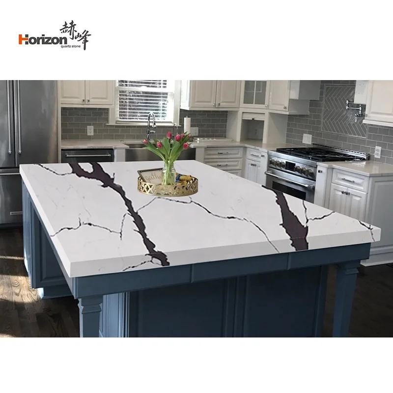 horizon High Quality Artificial Quartz Slabs  Veins Calacatta  white calacatta Quartz Stone For Countertops