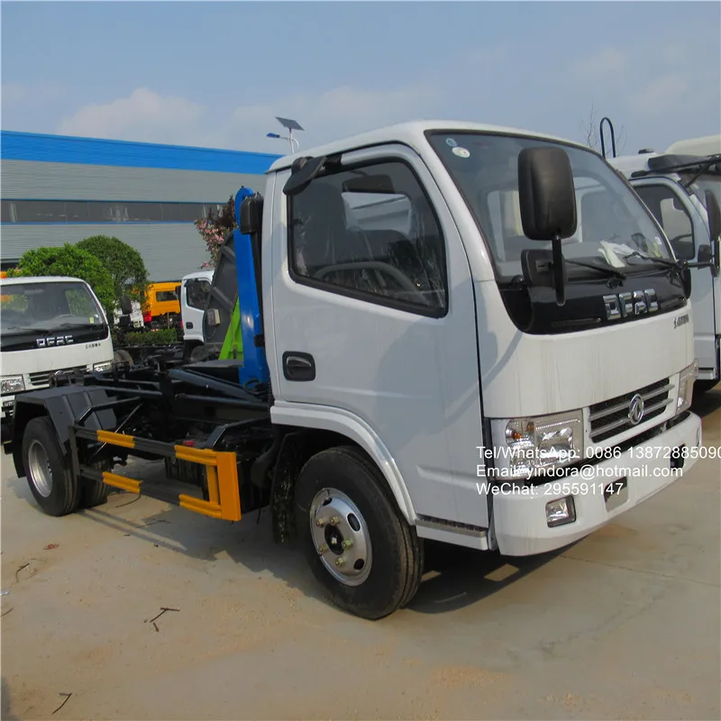 dfac small 2ton china hydraulic lifter dump hook loader roll on roll off garbage bin truck