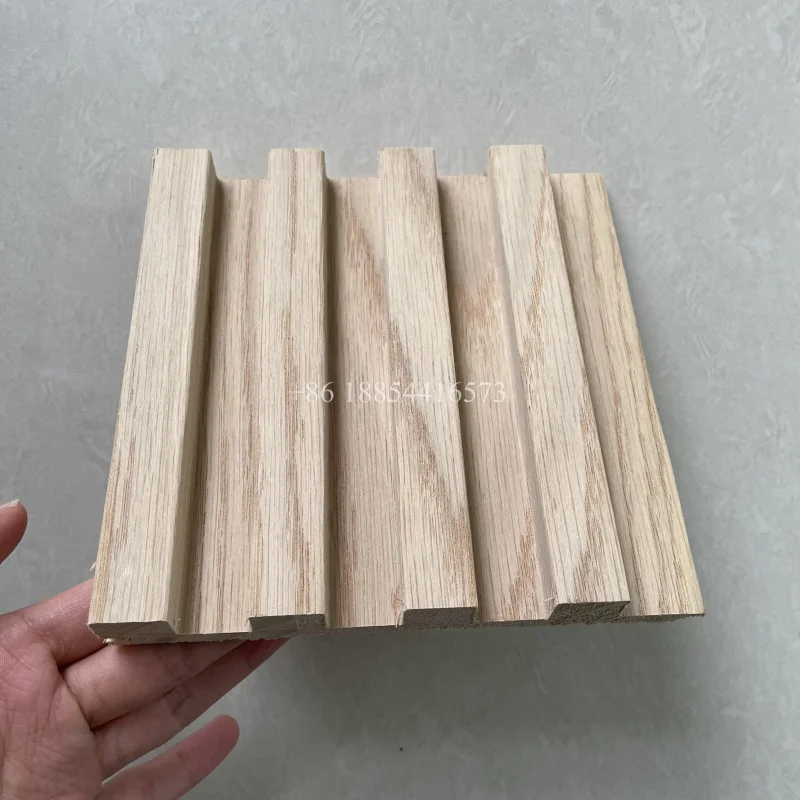 Interior decorative nature oak veneer solid wood fluted wall panel cladding wood veneer wall panel