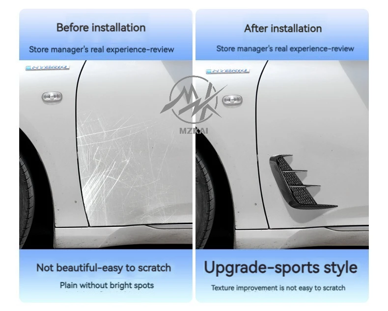 Universal Car Exterior Accessories 2pcs black carbon fiber Body Decorative Stickers car Fender Side Wing Vents