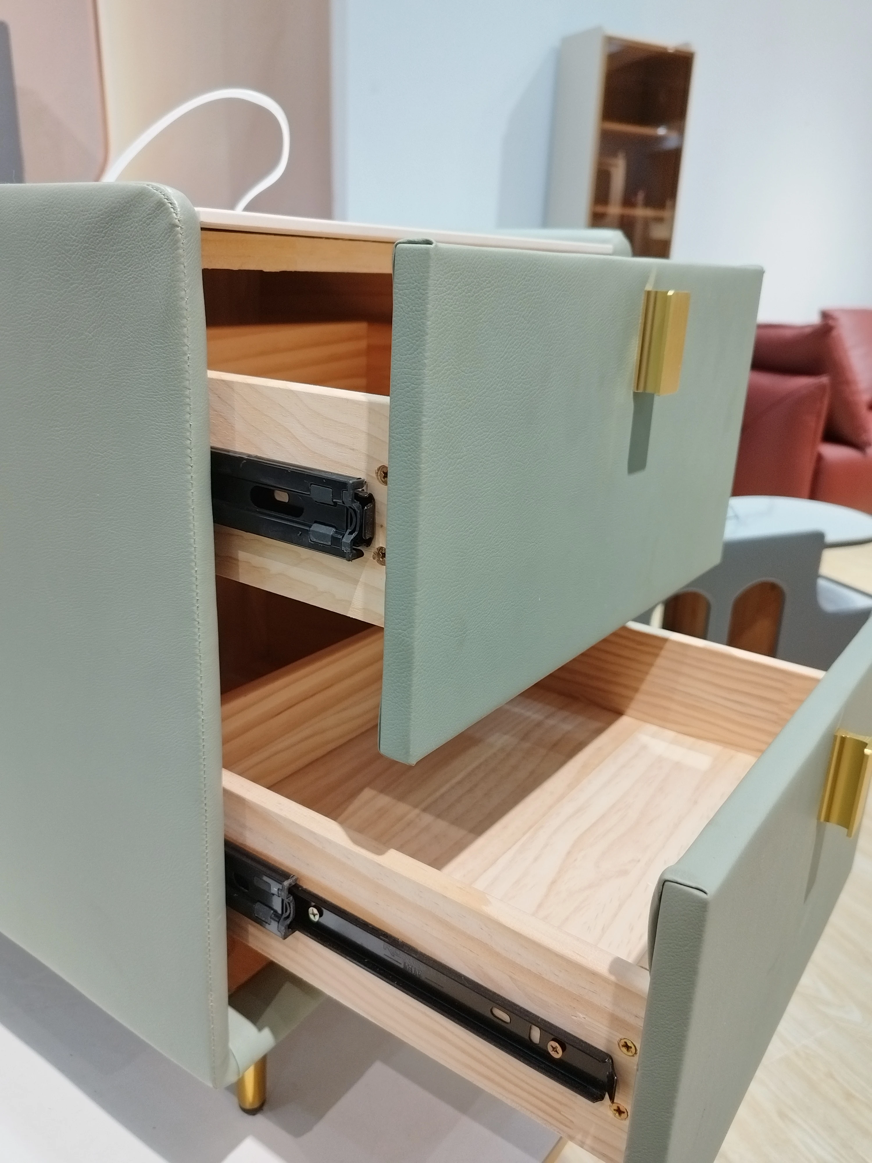 Leather wrap Simple modern drawer locker Coffee table Living room furniture Cabinet next to the sofa