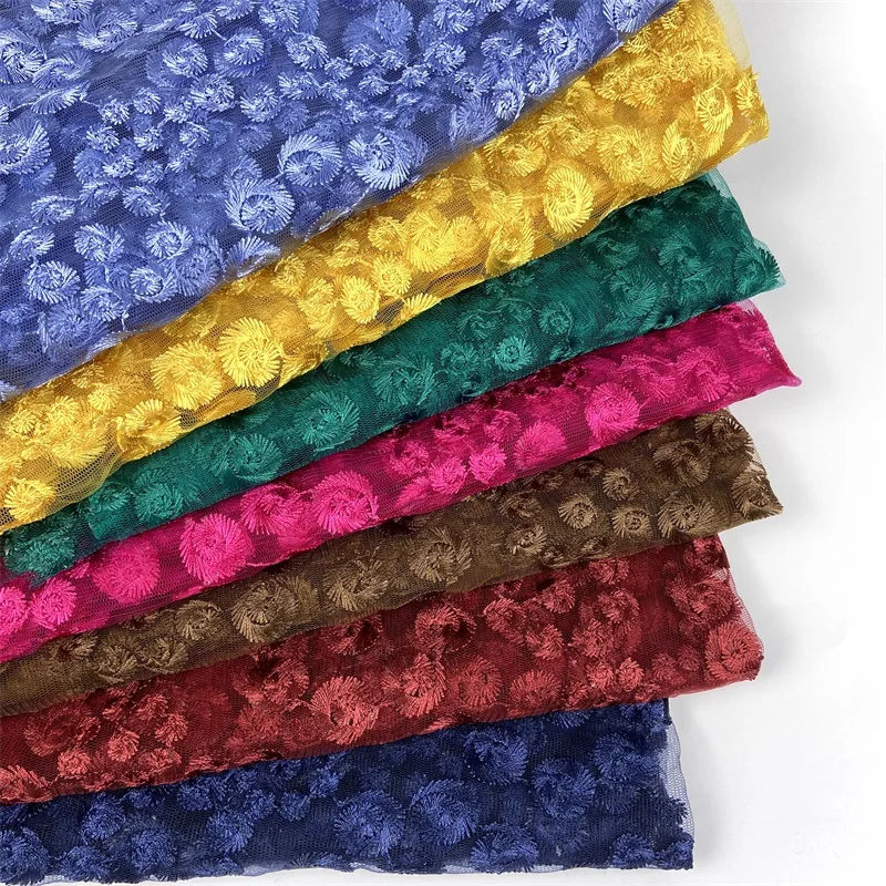 
 Пользовательская сетчатая ткань, удобная Легкая микроэластичная полиэфирная ткань для платья, вышитая ткань  