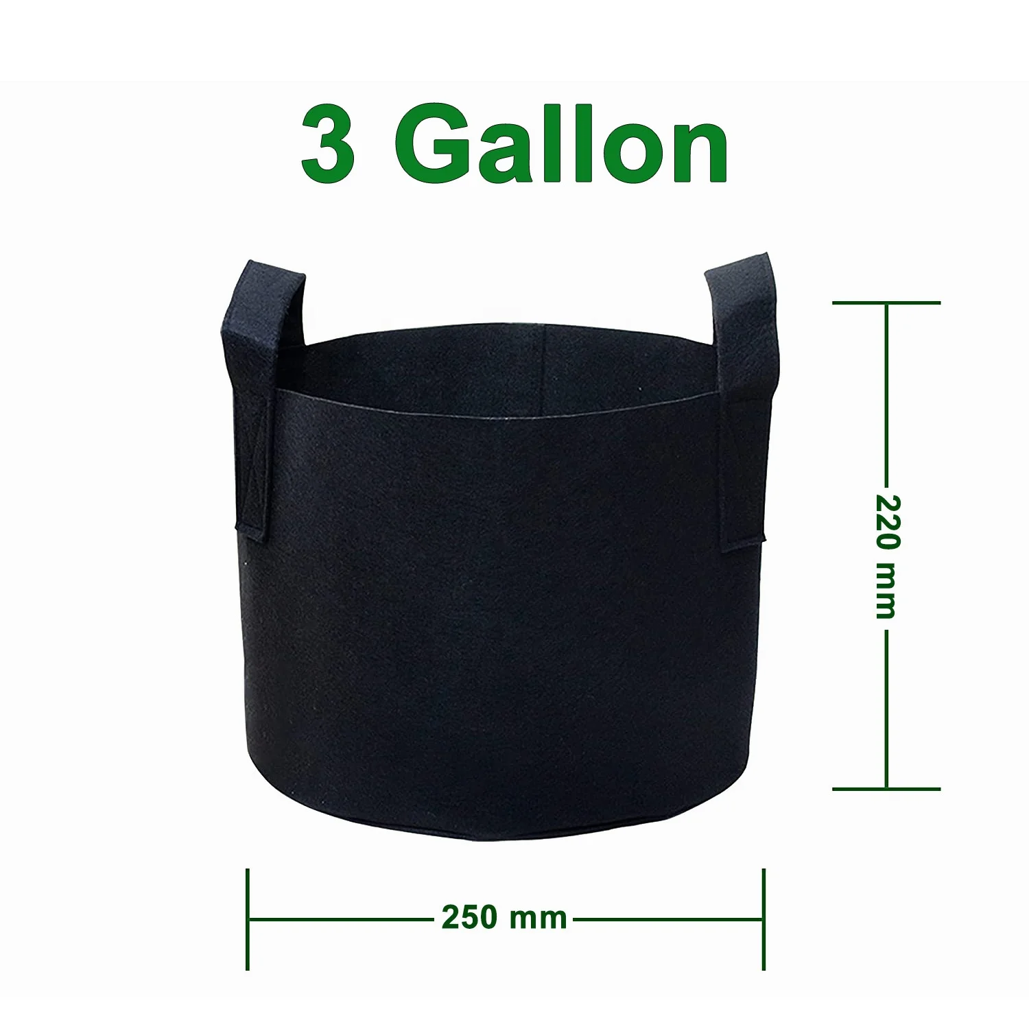 3 Gallon  300g Fabric Plant Grow Bags Fabric Flower Planter Pots Seedling Vegetable Grow Bags