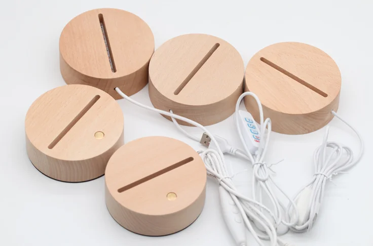 Kanlong 3d Led Night Light Lamp USB Wood Base for home decor