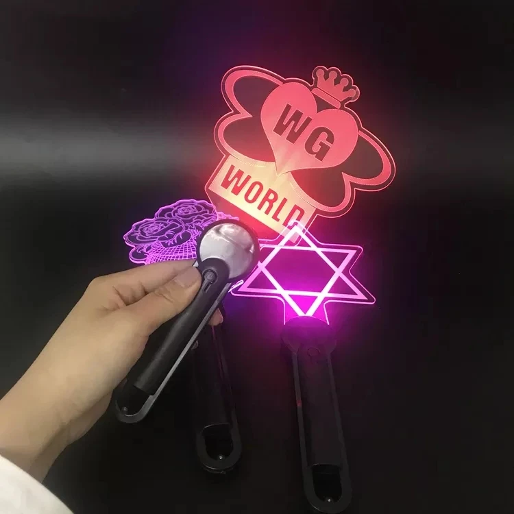 Customized Flashing Light Wands Stick Promotion Gift Led Acrylic Cheering Star Stick Custom Made Light Up Party Promotion Stick