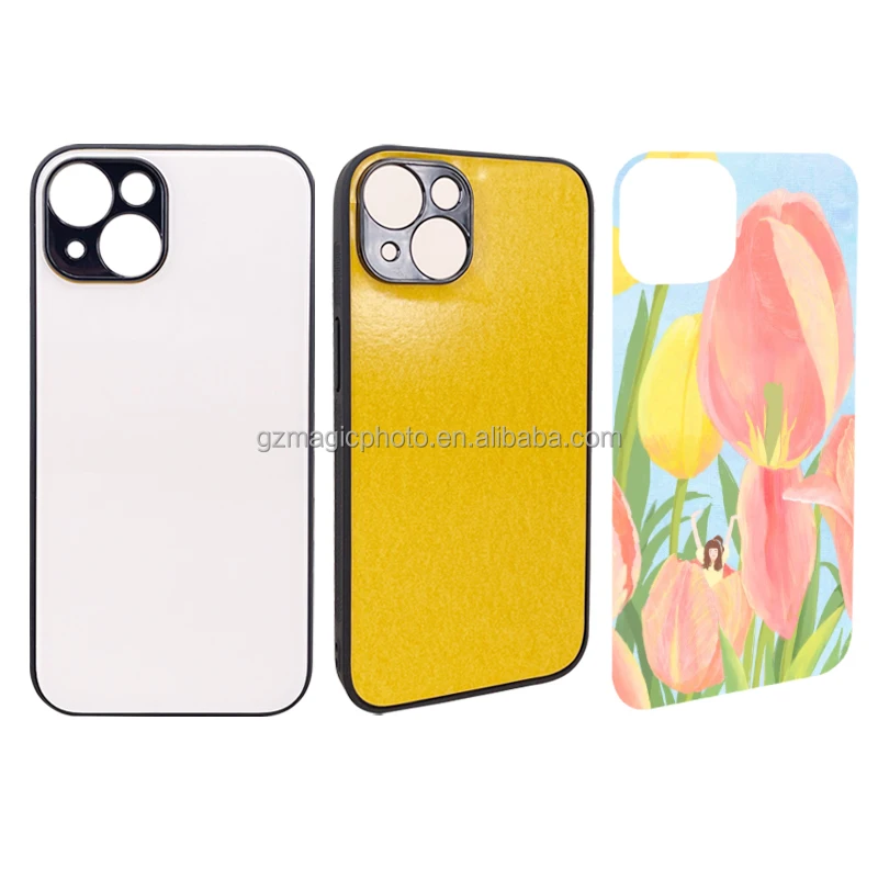 Custom Printing Logo Sublimation Blank 2D TPU Phone Case with Tempered Glass Insert for iPhone 14 Plus