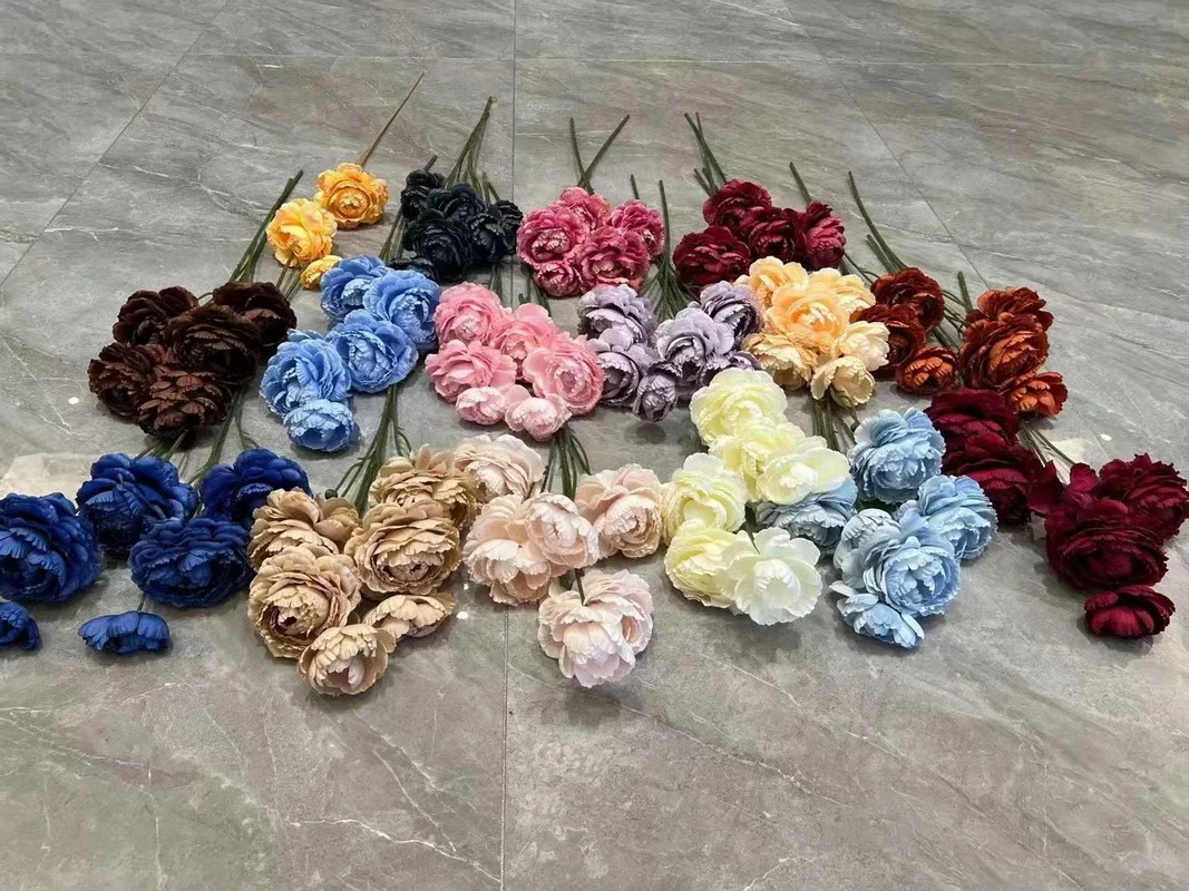 Wholesale Cheap Royal Blue 3 Head Artificial Peonies Flower for Wedding