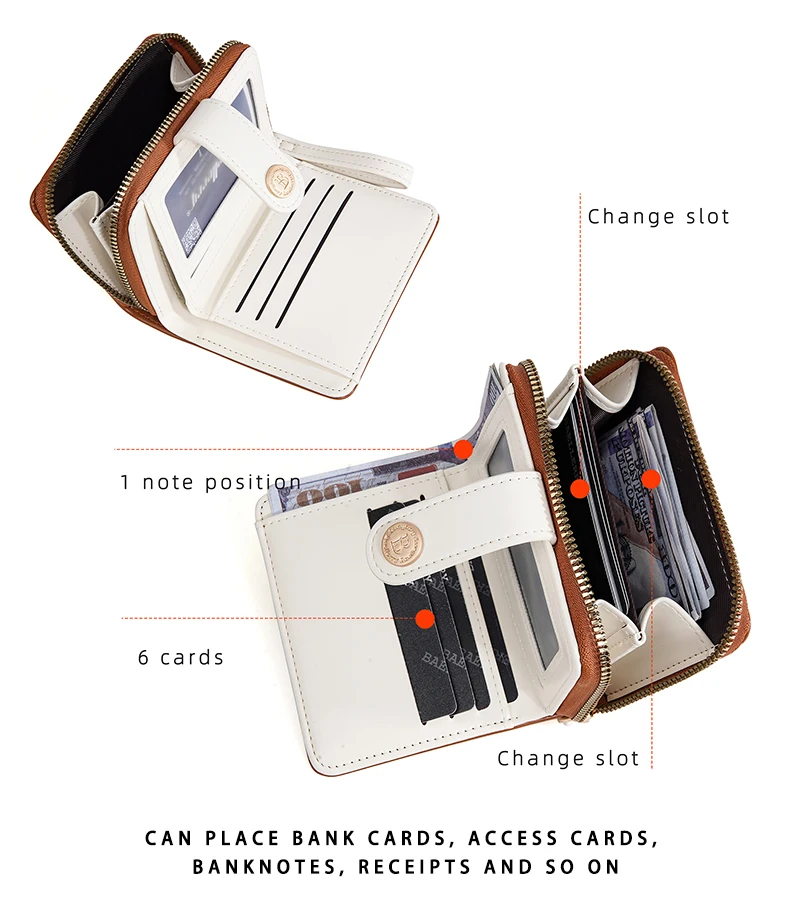 Baellerry Ins style coin purse short Wallet Soft PU Leather Mini Wallet Gift for Ladies Teen Girls