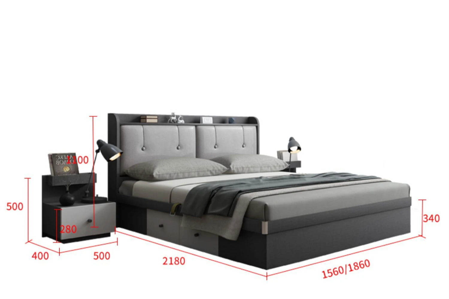 Kainice Discount luxury storage platform bed storage bed upholstered bed frame for home