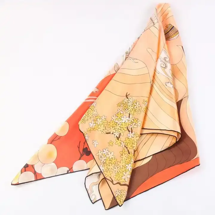 Silk scarf square color bright beautiful foreign style can tie hair women scarf four seasons available silk scarves wholesale
