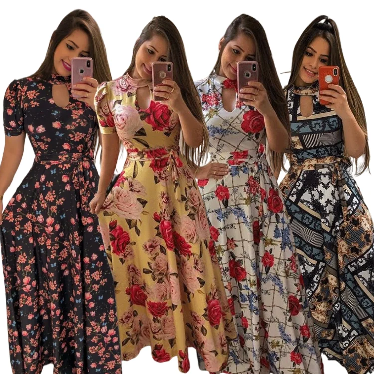 Wholesale 4XL Modern Ladies Wears Short Sleeve Lace Up 5XL Plus Size Womens Dresses