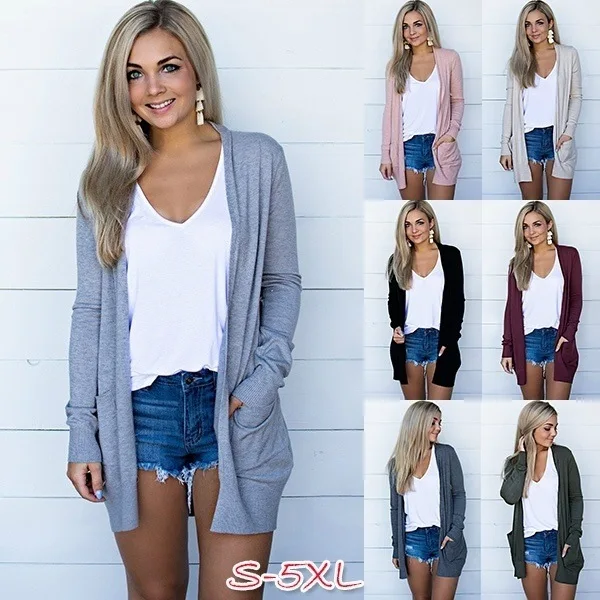 10%OFF S-5XL Solid Cardigans Long Sleeve Loose Mid Length Knitwear Casual Sweater Cardigan Female Thin Knitted Coat Cardigan