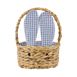 Wholesale kids bunny easter egg candy basket custom water hyacinth woven straw picnic basket