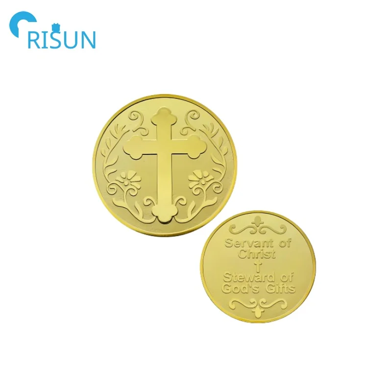 Manufacture  Metal Jesus Christ Coin Custom Christian Cross Knight Templar Red Cross Challenge Coin Medallion Religious Coin