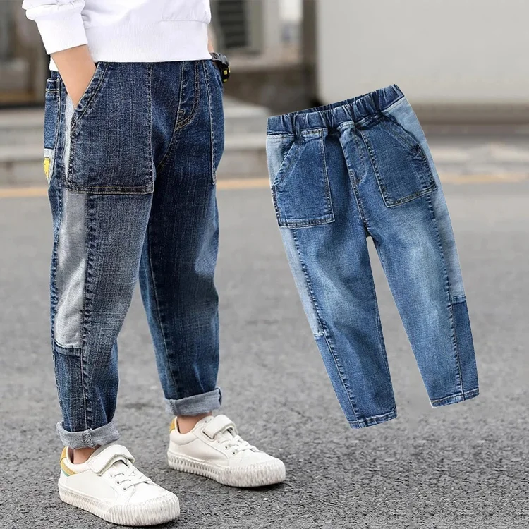 High quality toddler boy jeans paint splatters kids distressed jeans skinny stretch kids jeans