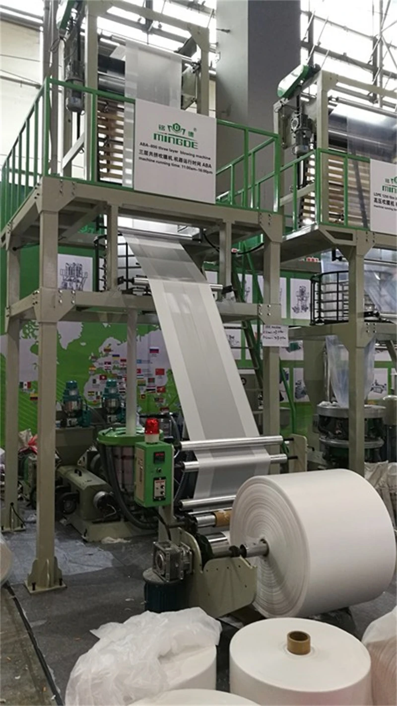 ABA three-layer Co-extrusion wrapping film blown machine plastic HDPE LDPE shrink film blowing extruder machine