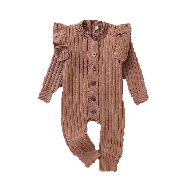 Baby Boy Girl Kids Clothes Fall Winter Buttons Clothing Baby Sweater Rompers Organic Cotton Knitted Long Sleeve Baby Jumpsuit