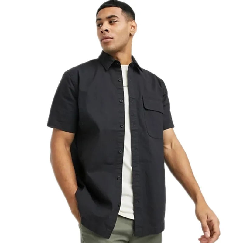 Оптовая продажа, Новая Модная приталенная Мужская одежда, Классическая рубашка на заказ, мужские рубашки ripstop, черная рубашка без рисунка