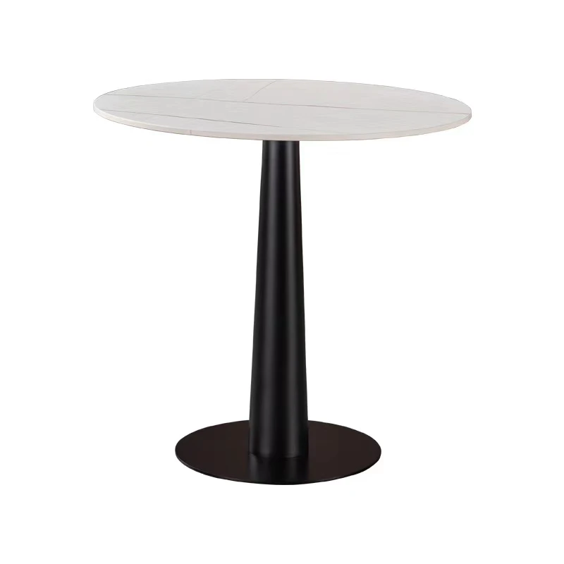 (SP-RT062) Contemporary Simple Restaurant Coffee Shop Tables Black Metal Leg White Round dining Tables