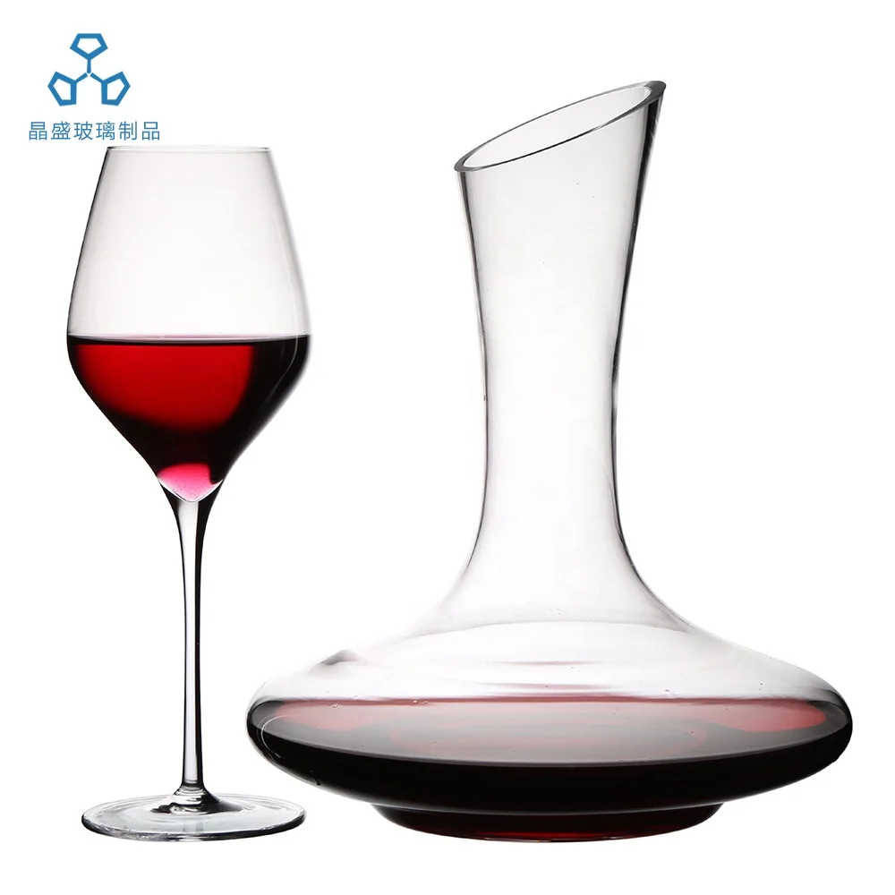 Lead-Free Hand Blown Crystal Glass Wine Decanter with red wine glasses