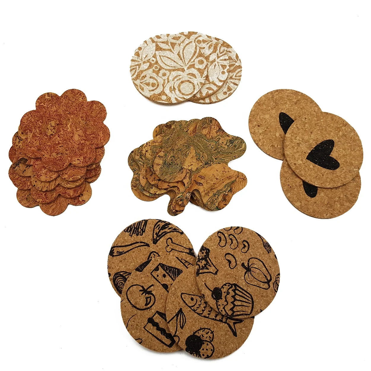 Sizes and Shapes Cork Coasters