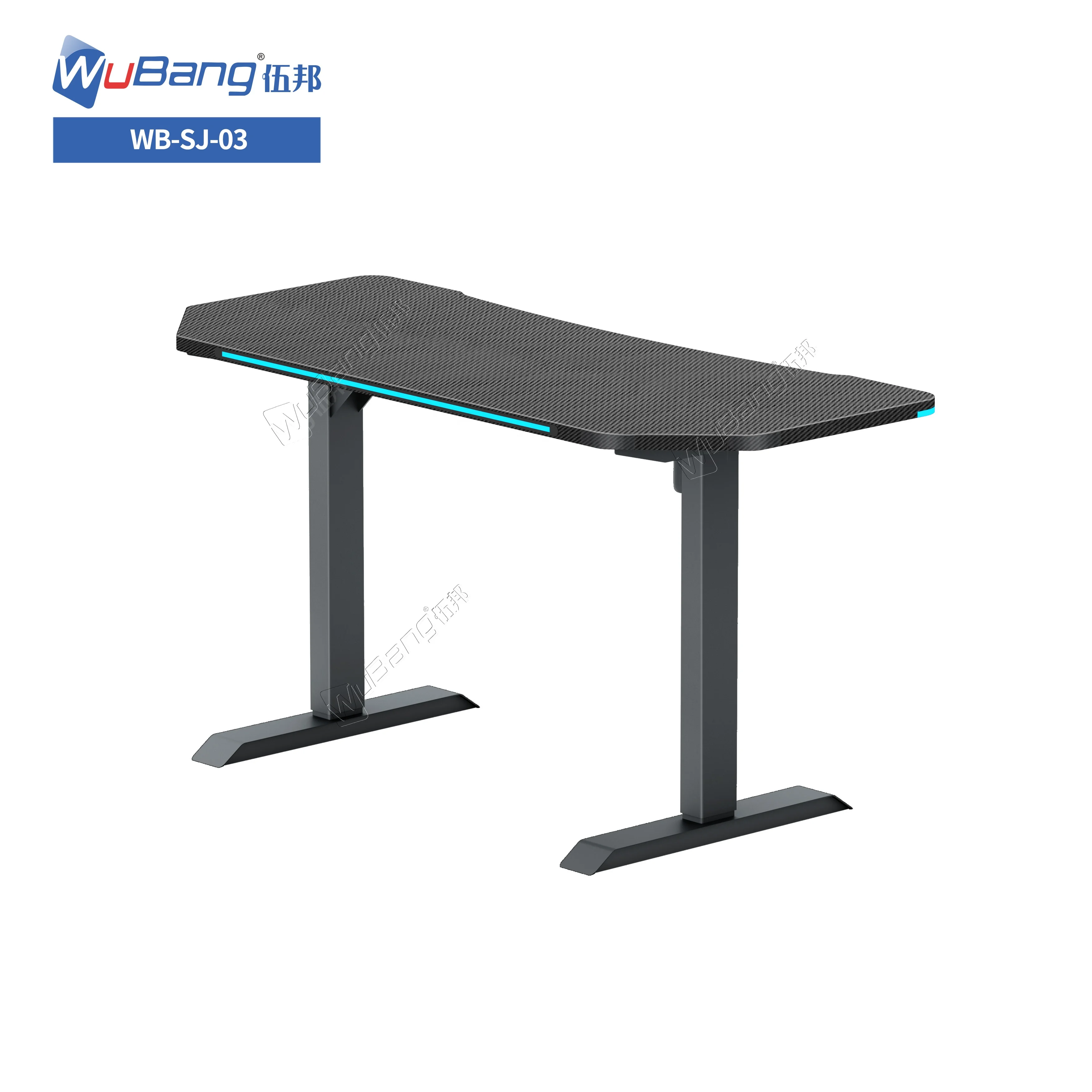 Led Lights Anti-Scratch MDF Tabletop Electric Standing Desk Adjustable Computer Table Gaming Single Motor Computer Gaming Desk