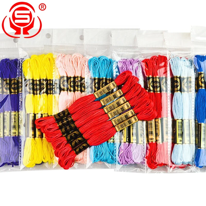 
6pcs/bag Cross Stitch Polyester Cotton Embroidery Floss Thread Colorful Embroidery Sewing Floss Wholesale 