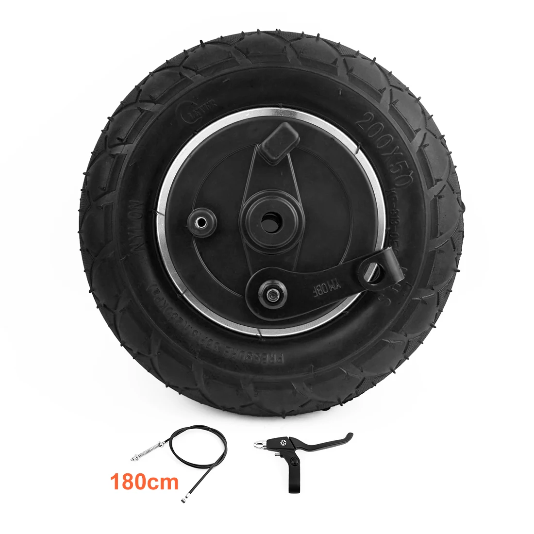 8 Inch Drum Brake Solid Scooter Wheel With an Right Hand Lever and Cable 1.2m or 1.8m