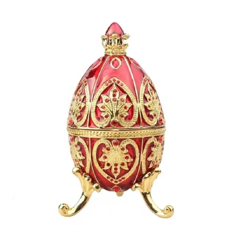 Russia Style Faberge Egg  Jewelry  Box Standing Eggs Box With Rhinestone